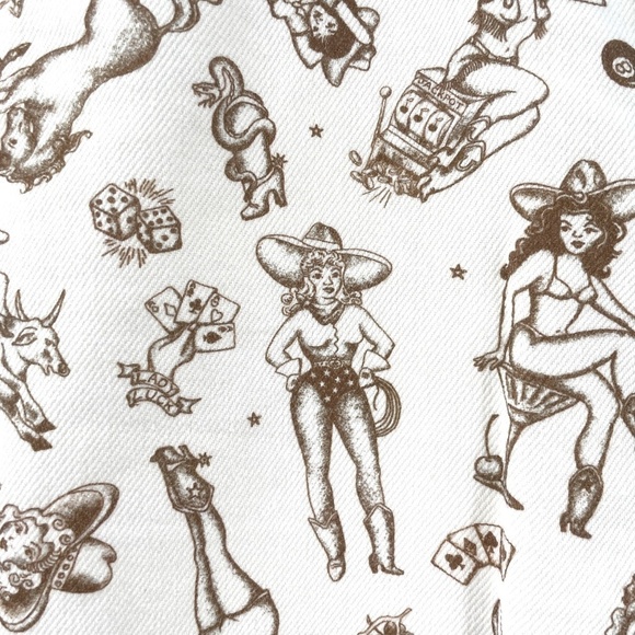 Reformation Cowboy High Rise Straight Jeans, Viva Las Vegas, Cream/Brn , Size 27 - Picture 5 of 8